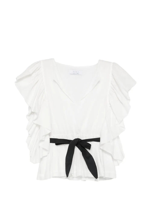 kaos ruffled belted blouse - White
