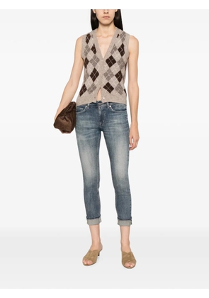 DONDUP faded-effect turn-up cropped jeans - Blue