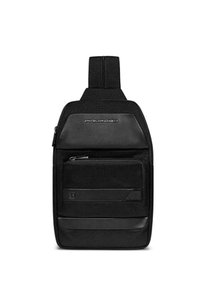 PIQUADRO logo-plaque panelled backpack - Black