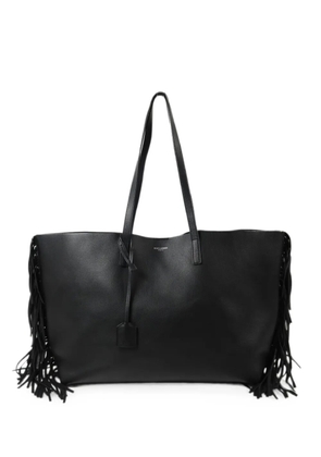 Saint Laurent Pre-Owned fringe-detail leather tote bag - Black