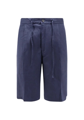 Hevo drawstring pleated linen shorts - Blue