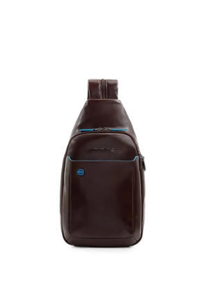PIQUADRO logo-plaque leather backpack - Brown