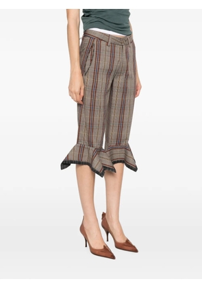 Vivienne Westwood checked-pattern ruffled crop trousers - Neutrals