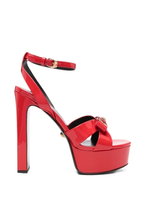Versace bow-detail patent leather sandals - Red