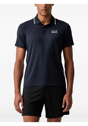 Ea7 Emporio Armani logo-print side-stripe polo shirt - Blue