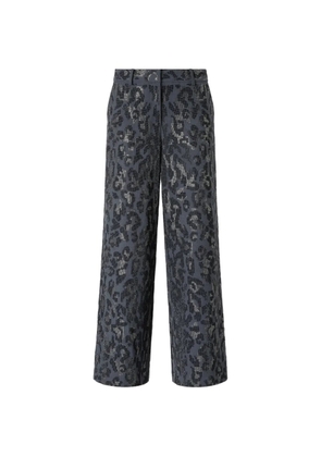PINKO wide-leg trousers with animal-print and micro-strass - Grey