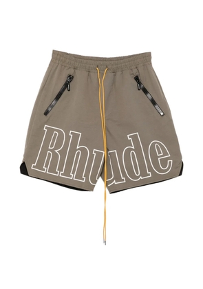RHUDE logo-print drawstring shorts - Green
