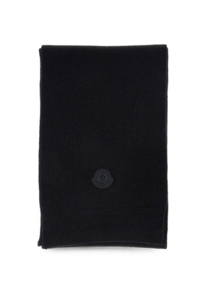 Moncler logo-patch ribbed scarf - Black