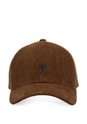 AMI Paris corduroy cotton cap with Ami de Coeur - Brown