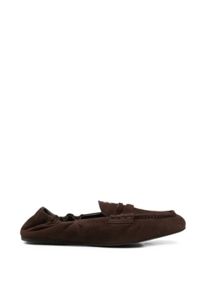 Miu Miu logo-embossed elasticated loafers - Brown