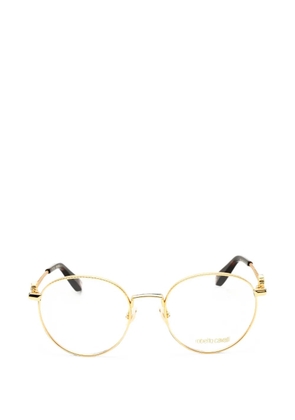 Roberto Cavalli round-frame logo-plaque glasses - Gold