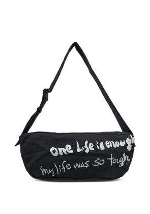 Y's graphic-print box shoulder bag - Black