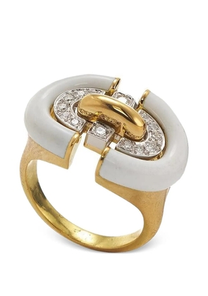 David Webb Unity diamond and enamel ring - Gold