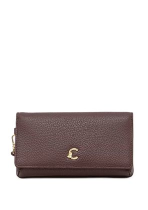 Coccinelle small C-Me logo-plaque pebbled clutch bags - Brown
