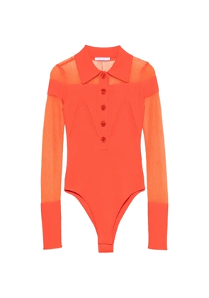 Patrizia Pepe sheer-panelled knit polo-shirt - Orange