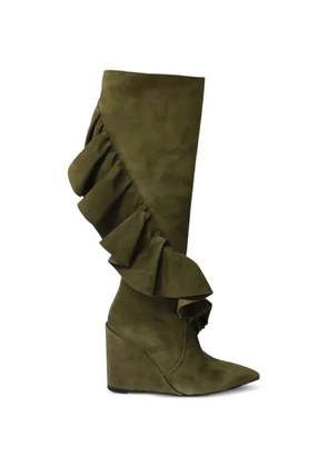 JW Anderson ruffle wedge-heel boots - Green