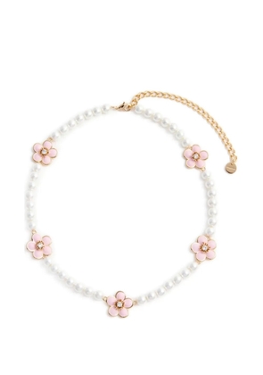 Self-Portrait flower-embellishment necklaces - Gold