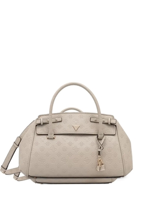 GUESS USA logo-embossed padlock-detail shoulder bag - Neutrals
