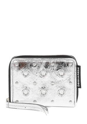 DSQUARED2 craquelé-effect eyelet-embellished wallet - Silver