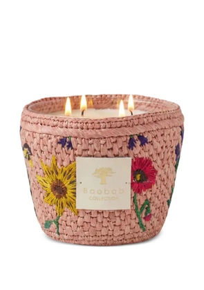 Baobab Collection Vony Kopelika floral-embroidered raffia candle (10cm) - Neutrals