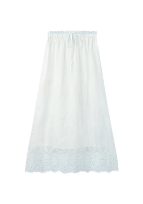House of Sunny Blossom lace-trim A-line maxi skirt - White