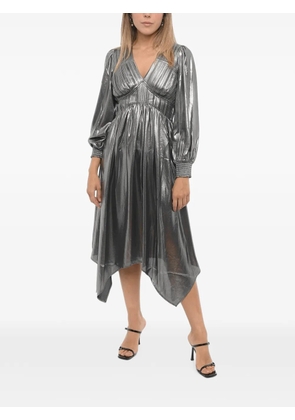 AllSaints Estelle asymmetric metallic midi dress - Silver