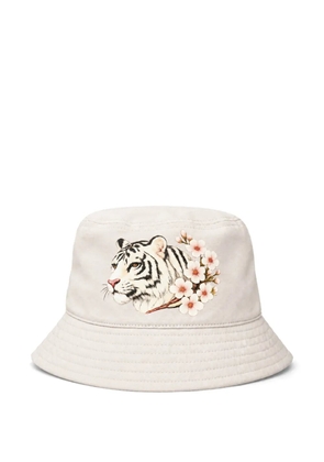 Melt tiger-print floral-print bucket hat - White
