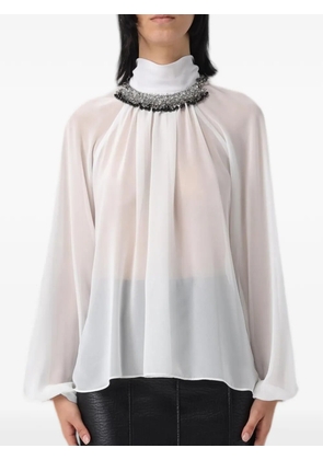 Hanita embellished high-neck blouse - White