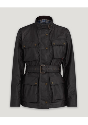 Belstaff Women's Trialmaster Icon Jacket Waxed Cotton Black Size Uk 4