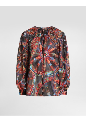 Dolce & Gabbana Carretto-print Devor� Twill Top� - Woman Shirts And Tops Multicolor 42