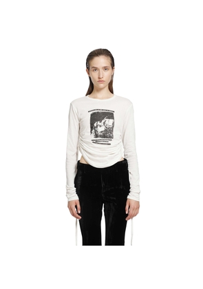 Dot Wrinkled Cropped Long Sleeve Top