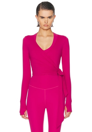 Splits59 Bella Airweight Lite Wrap Top in Sangria - Pink. Size XS (also in S, M, L).