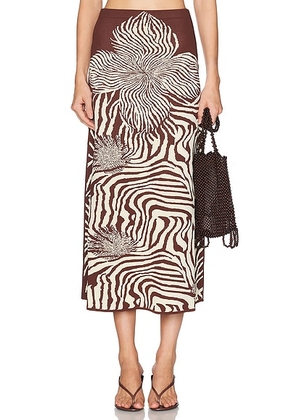 Alexis Jazlyn Skirt in Brown Blossom - Brown. Size M (also in S, L).