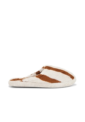 Parachute Terry Stripe Slippers in Bone & Tobacco - White. Size L (also in ).