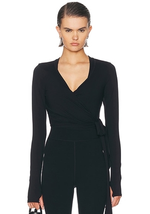 Splits59 Bella Ariweight Lite Wrap Top in Black - Black. Size S (also in XS, M, L).