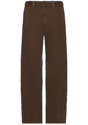 Lemaire Twisted Belted Pants in Dark Brown - Chocolate. Size S (also in M, L, XL/1X).