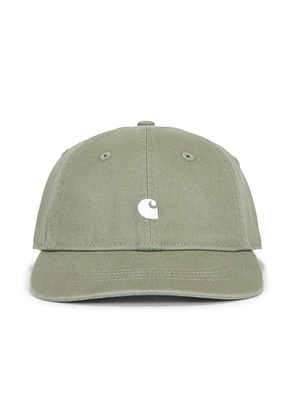 Carhartt WIP Madison Logo Cap in Shady Green & White - Sage. Size all.