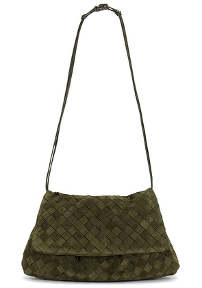 Bottega Veneta Giorno Bag in Green Tweed & Gold - Army. Size all.