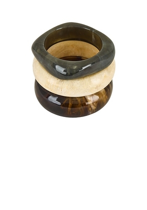 Jordan Road Mallorca Bangle Set in Swirled Cream  Green  & Brown - Cream. Size all.