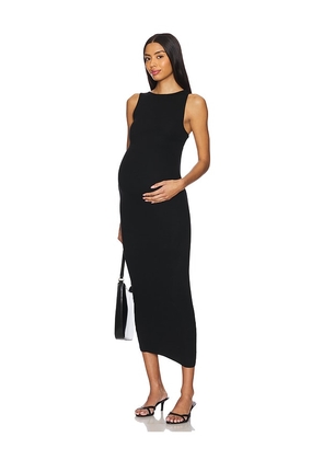 BUMPSUIT Soft Rib Boat Neck Midi Dress in Black. Size L. Also in XS, S, M, XL.