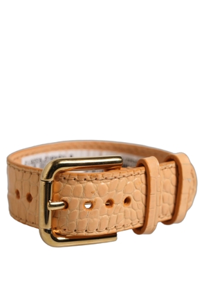 Dolce & Gabbana Beige Embossed Leather Gold Buckle Belt Strap Bracelet