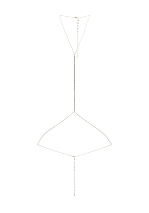 Ettika Dainty Crystal Body Chain in Metallic Gold.