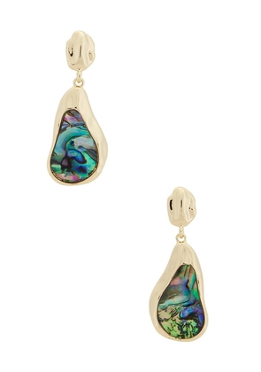 Ettika Abalone Hidden Gem Dangle Earrings in Metallic Gold.