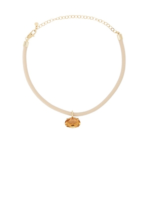Ettika Oval Pendant Cord Necklace in Beige.