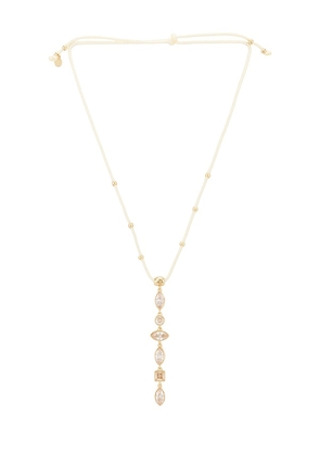 Ettika Crystal Drop Cord Necklace in Metallic Gold.