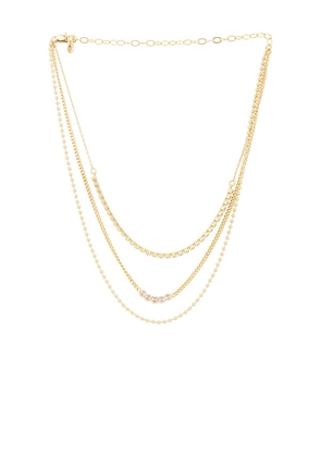 Ettika Crystal Layers Necklace in Metallic Gold.
