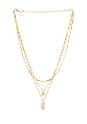 Ettika Classic Multi Stone Pendant in Metallic Gold.