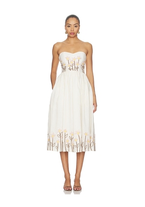 Agua by Agua Bendita Pruna Midi Dress in White. Size L. Also in M, S, XL, XS.