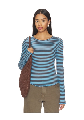 Free People X We The Free Easy Does It Striped Tee in Blue. Size L. Also in XS, S, M, XL.
