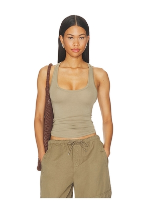 GRLFRND Essential Racerback Tank in Olive. Size L. Also in S, M, XL.